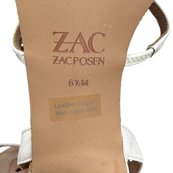 Zac Posen Sammy Leather & woven material women's strappy heeled sandals sz 6.5 - Picture 6 of 9